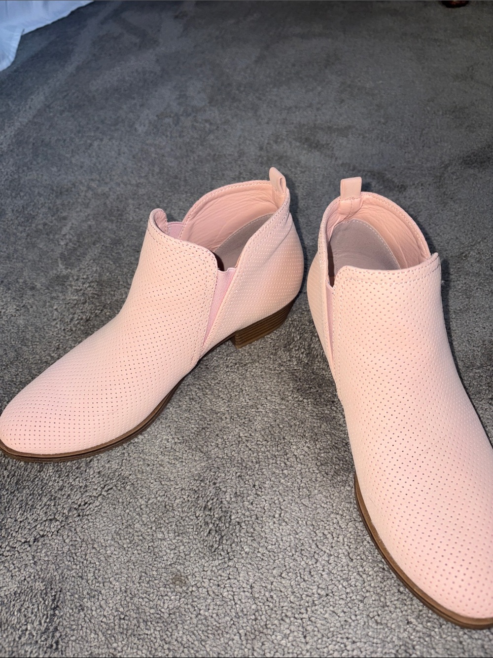 Rampage Blush Pink Perforated Ankle Booties